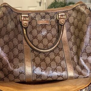 Gucci Brown Monogram Handbag with dust bag authentic.